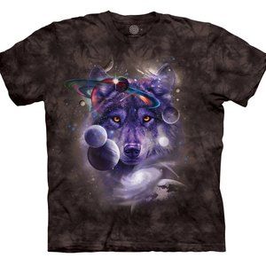 Wolf Of The Cosmos Space Galaxy Stars Moon Wolves Black Mountain T-Shirt S